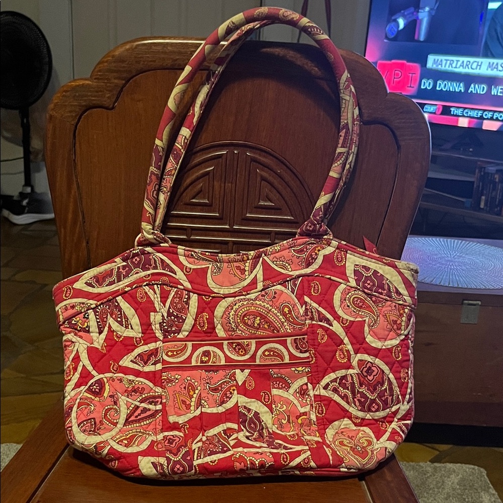 Vera Bradley Red and Pink Paisley Shoulder Bag